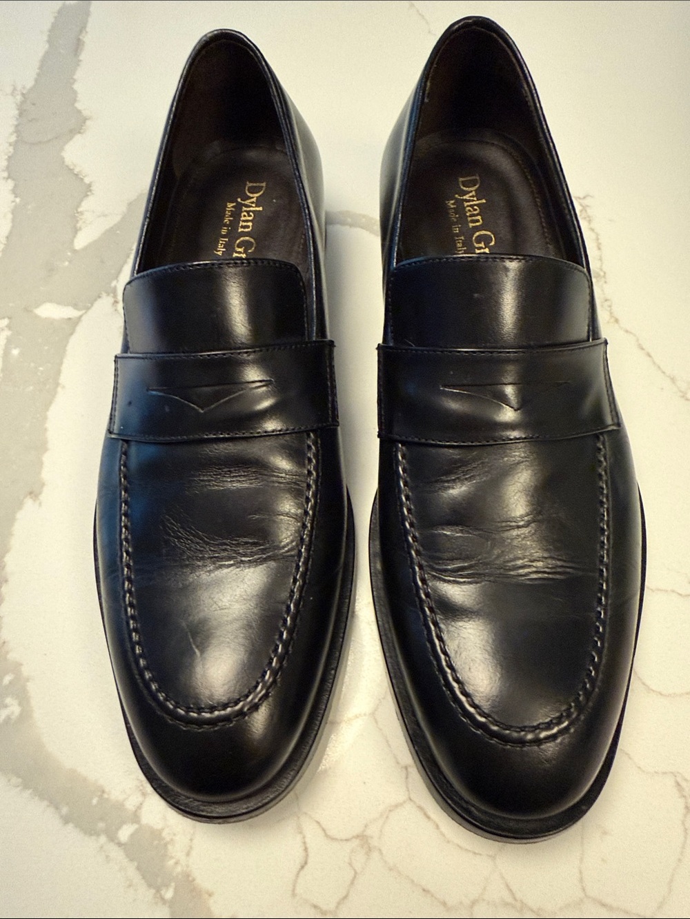 Dylan Gray Black Leather Slip-On Loafers for Men